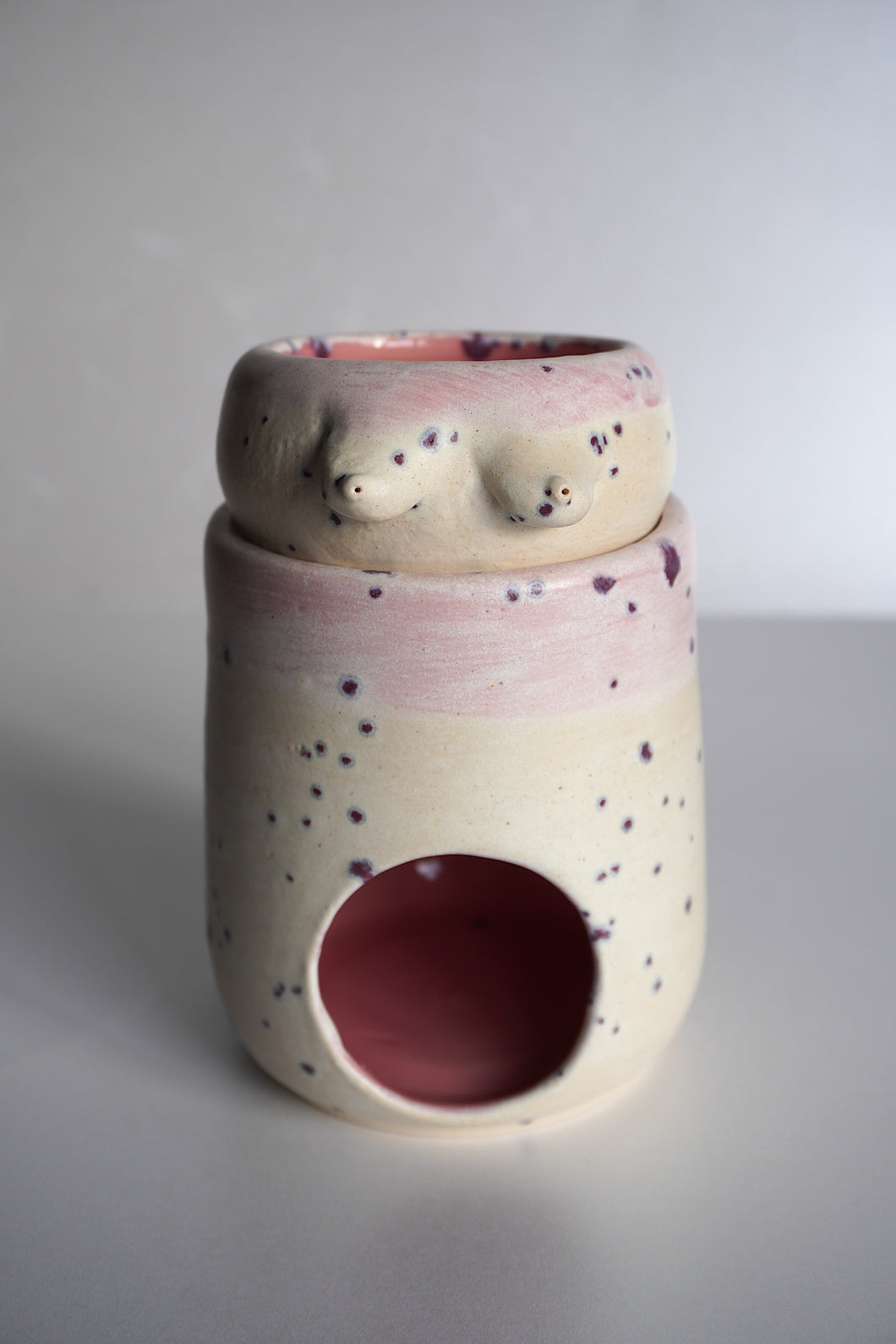 PINK & PURPLE WAX BURNER WITH BOOBS OUTSIDE